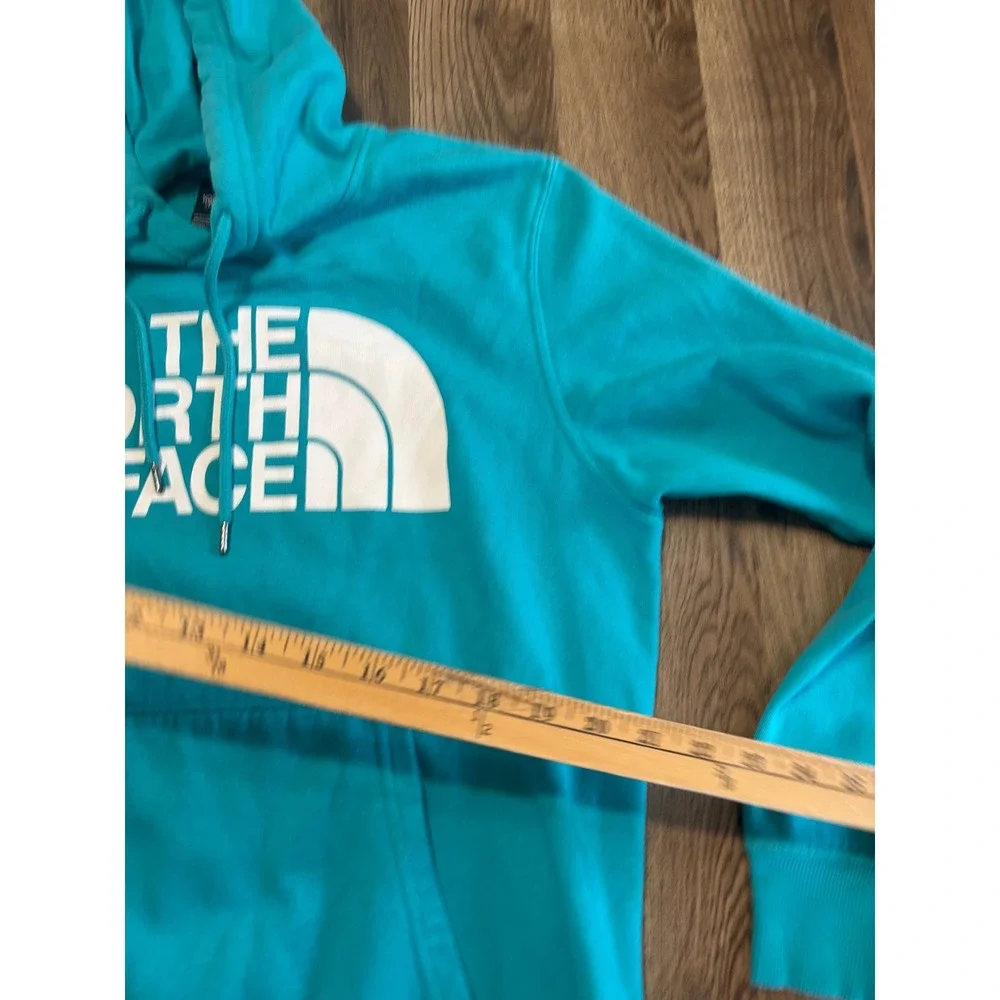 The North Face Hoodie Mens Large Teal Blue Pullover Graphic Logo Excellent